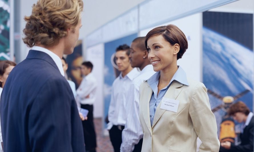 Conversation at a trade show